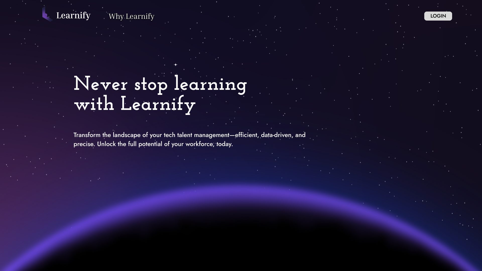 Tampilan landing page Learnify, platform e-learning
